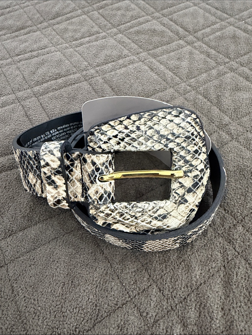 Zara NWT Snake-Print Leather Belt
